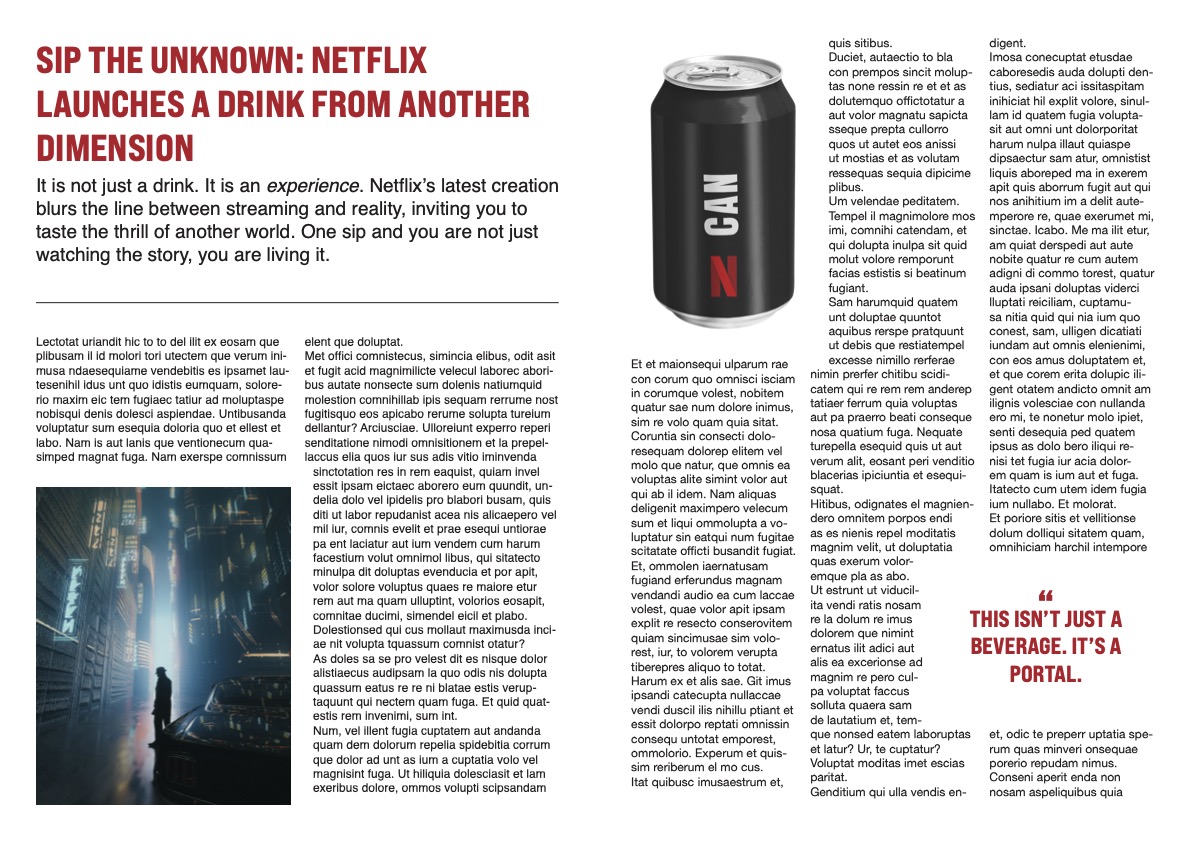 Netflix drink magazine spread layout